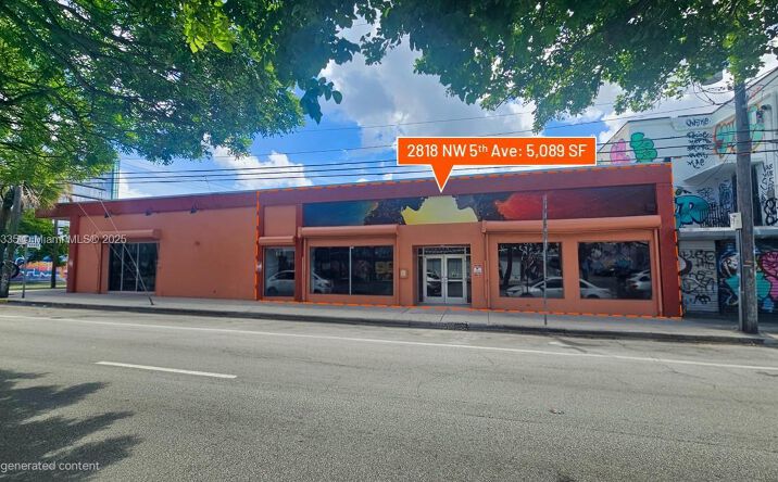 Exterior of 2818 NW 5th Ave Wynwood flex showroom